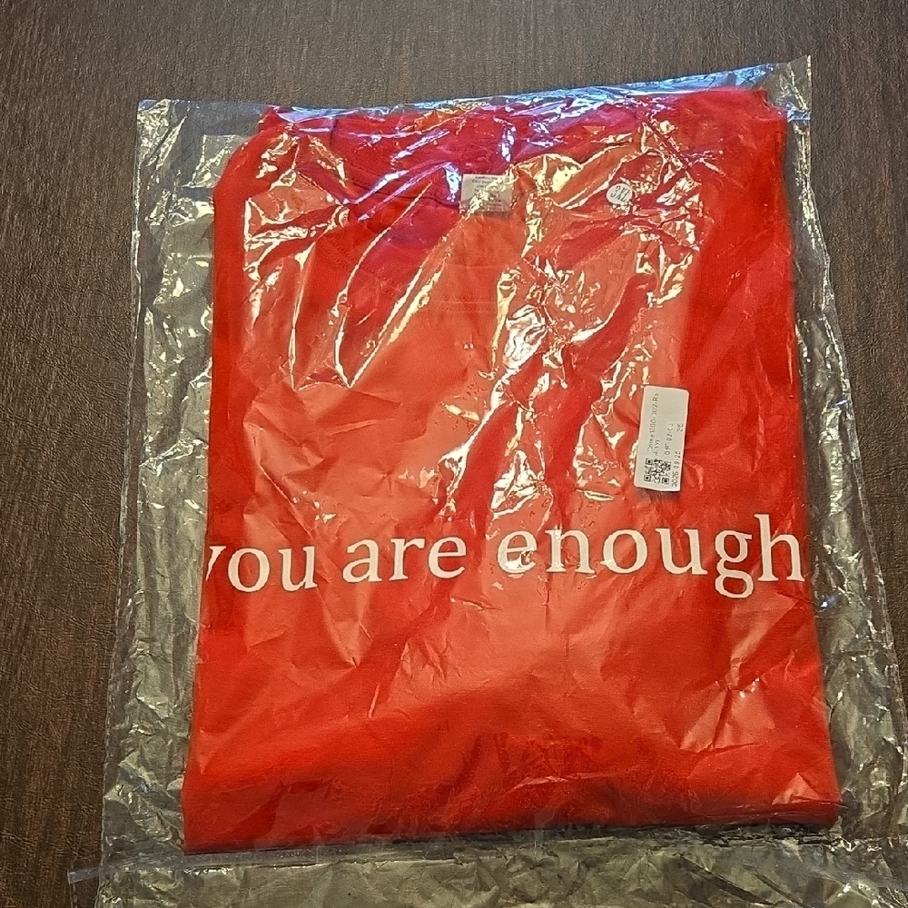 Inspirational 'You Are Enough' Statement T-Shirt in Crimson - Picture 2 of 8
